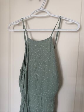 re:named Sage Green Maxi Dress with Tiny White Dots